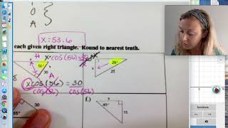 Using Trig Ratios to Find Missing Sides Notes - Examples Video 2