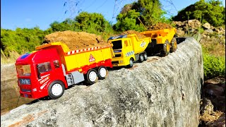 Tipper Dumper Truck Struggles in Mud & Water Adventure Off Roading Toys