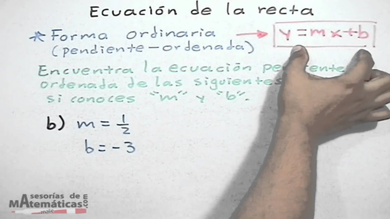 Ecuacion De Recta Conociendo Su Pendiente Y Su Ordenada Al Origen