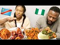 CONGOLESE TRYING NIGERIAN FOOD FOR THE FIRST TIME | egusi, jellof rice, pounded yam, plantain