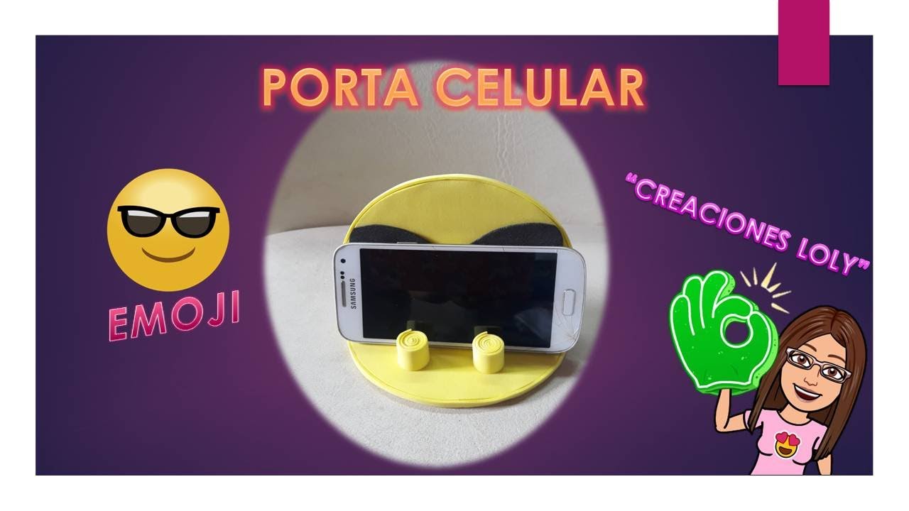 Porta Celular 📱 Emoji 😎 en Goma Eva 👌Reciclando CD 💿
