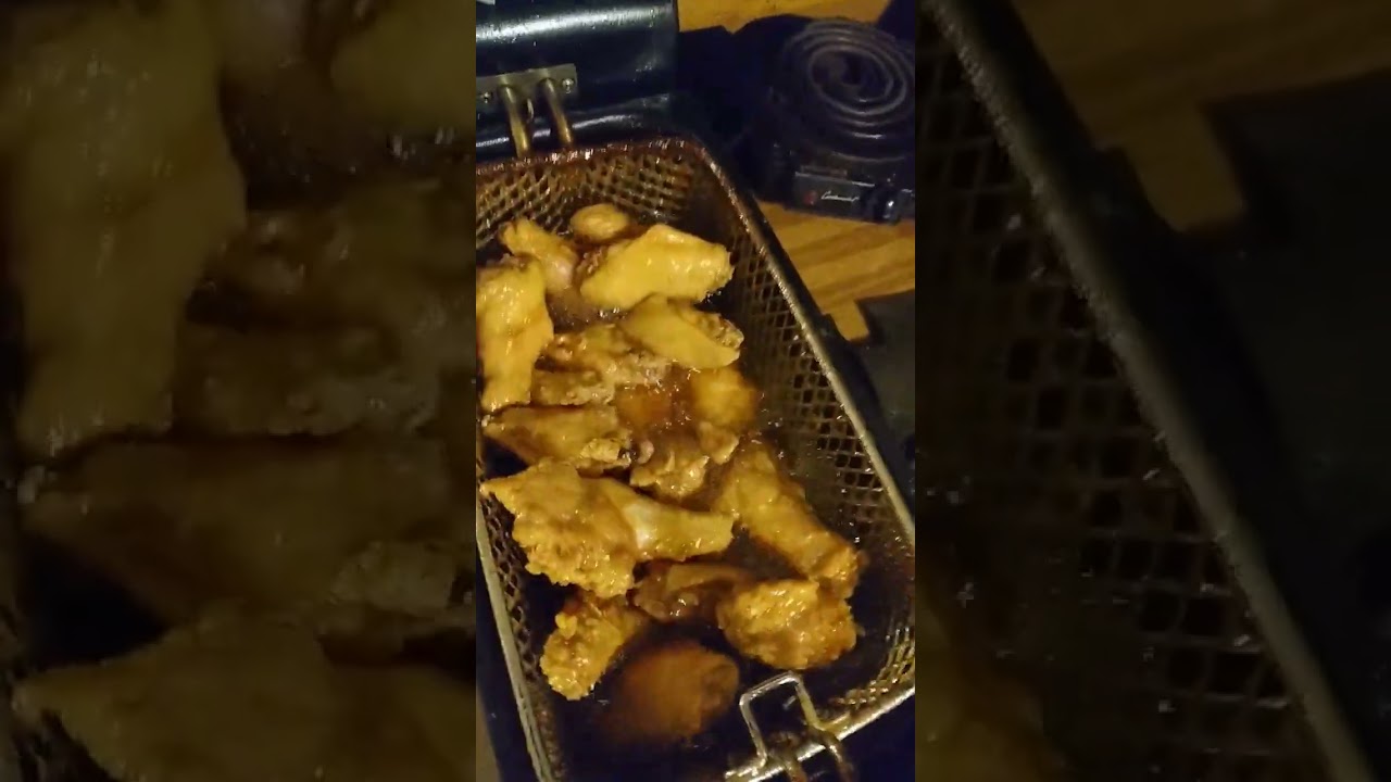 mustard deep fried hard chicken 🐔wings 🍗 cook until bone turns black