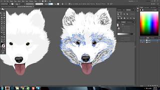TIMELAPSE white dog vector using Adobe illustrator