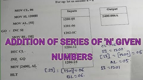 //Write an ALP to Perform addition of Series of 