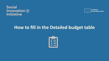 Video Tutorial - How to Fill in the Detailed Budget Table