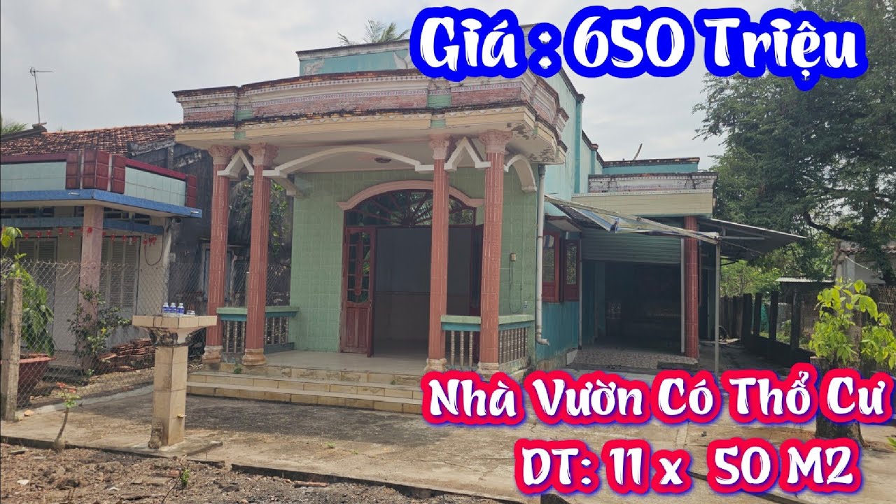 TẬP 4573:Nhà Vườn Có 1000M2 Thổ Cư(11x50M2),Giá:650 Triệu