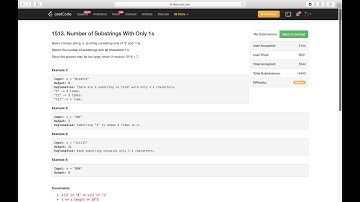 Number of Substrings With Only 1s Java Solution | Leetcode 1513