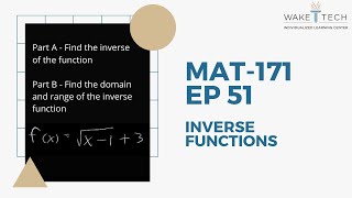 MAT 171 - EP 51 - Inverse Functions