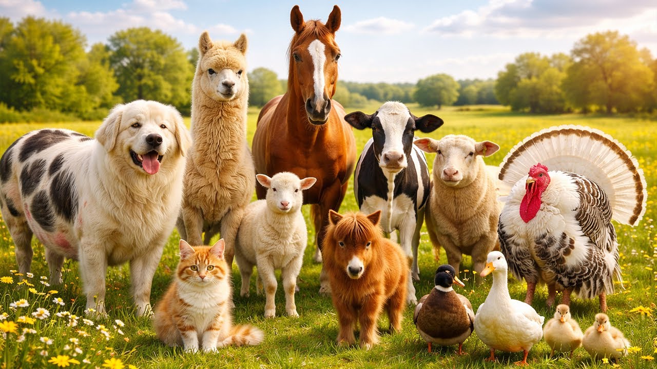 Cute Animals and Pets Compilation: Monkey, Cow, Pig, Goat, Cat, Seal, Parrot, Duck - Animal Sounds