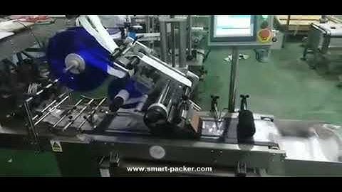 Automatic empty bag paging feeding top labeling machine testing video