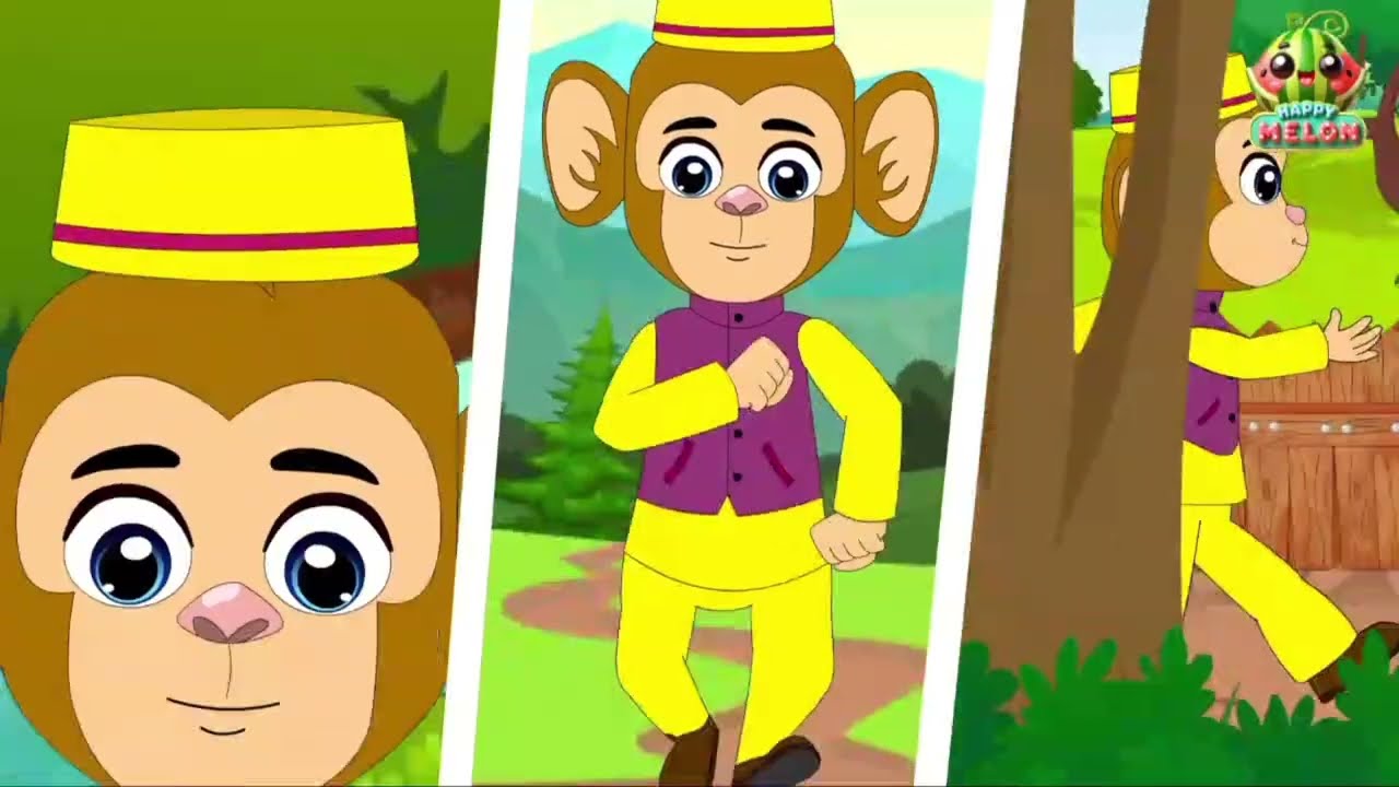 बंदर मामा पहन पजामा | Bandar Mama Pahan Pajama | Kids Hindi Rhymes | Nursery Rhymes | Happy Mellon