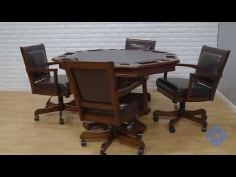 Hillsdale Ambassador Octagon Game Table and Four Chairs - Bellacor