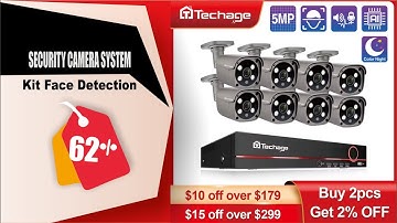 Techage 8CH 5MP HD POE CCTV Security Camera System Home Video Surveillance NVR Kit Face Detection