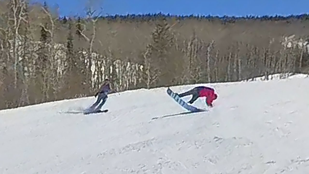 Powderhorn Mountain Resort hot dog snowboarder mugging for my 360 cam