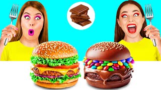 Real Food vs Chocolate Food Challenge | Funny Challenges by BaRaDa