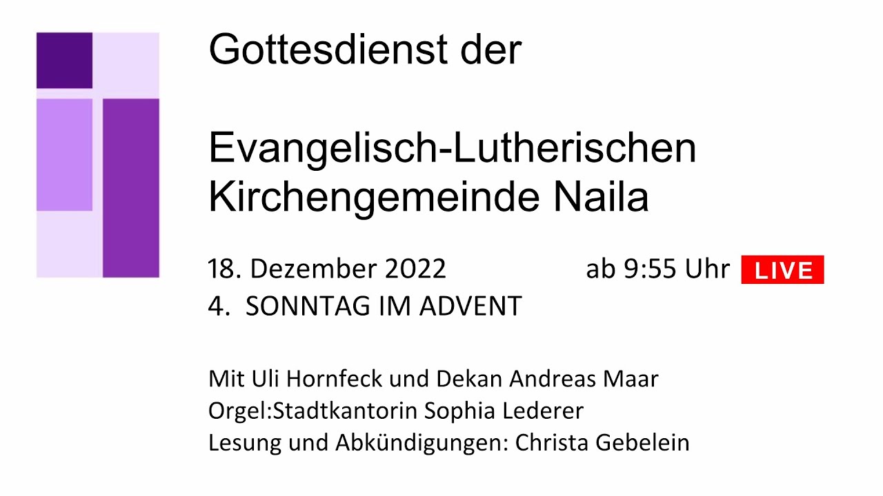Gottesdienst 18. Dezember 2022 10 Uhr - YouTube
