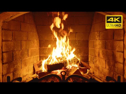 Relaxing Fireplace With Burning Logs And Crackling Fire Sounds For Stress Relief 4K Uhd