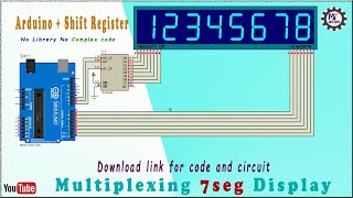 Arduino with shift register #short |multiplexing 8 digit 7seg with arduino| By MEXTech