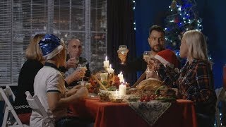 Reunited Family Having Christmas Holiday Celebration (Stock Footage)