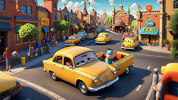 Taxi Cab Honks Beep Beep | City Sound & Movement | Transportation Rhyme for Toddlers & Preschoolers