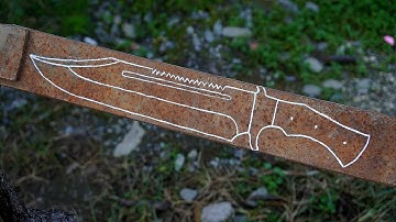 Creating Sharp Bowie Knife From a Rusted Leaf Spring