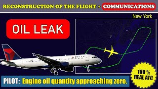 “Engine one oil quantity approaching ZERO’’. Oil LEAK | Delta Airbus A320 | New York, Real ATC