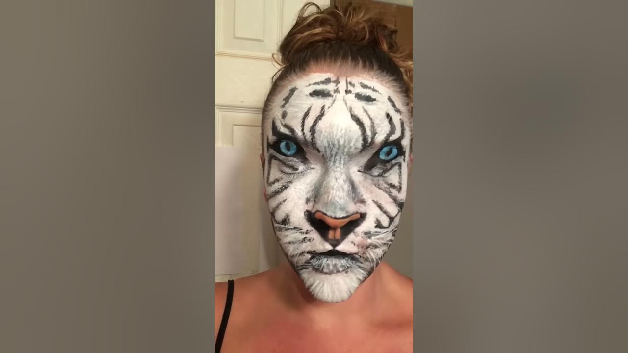 White Tiger Face Paint Design Video by Athena Zhe 