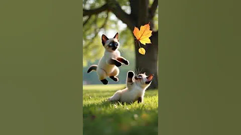 Watch the video about Two beautiful siamese kittens playing #cute #cat #funny
