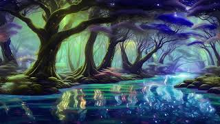 Футаж ночной сказочный лес. Loop HD