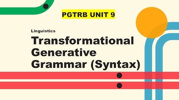 Syntax or Transformational Generative Grammar TGG explained in Tamil PGTRB UNIT 9 #pgtrbenglish #net