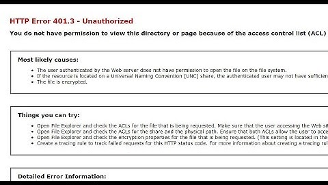 How to fix HTTP Error 401.3 - Unauthorized. You do not have permission to view this directory