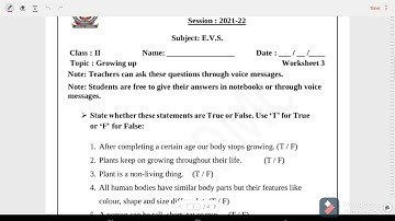 Class 2 EVS Week 3(15/6/21) Worksheet Solution
