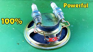 Powerful Electric Free Energy Using Speaker Magnet With Spark Plug 100%