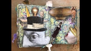 Altered Book Background Technique with gesso, gelato and inks