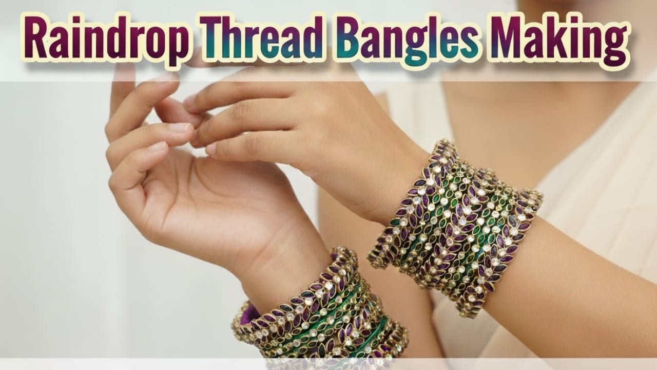 Raindrop bangles making | thread bangles making in telugu | how to make thread bangles #bangles #diy