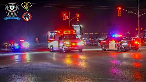 ⁴ᴷ Police Escort Ambulance Quickly To Hospital - Essex WindsorEMS, Lakeshore Fire & O.P.P. - 2025