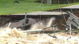 Flooding collapses entire road on north side of Indianapolis