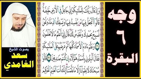 صفحة 6 سورة البقرة بصوت سعد الغامدي - وإذ قال ربك للملائكة إني جاعل في الأرض خليفة قالوا أتجعل فيها