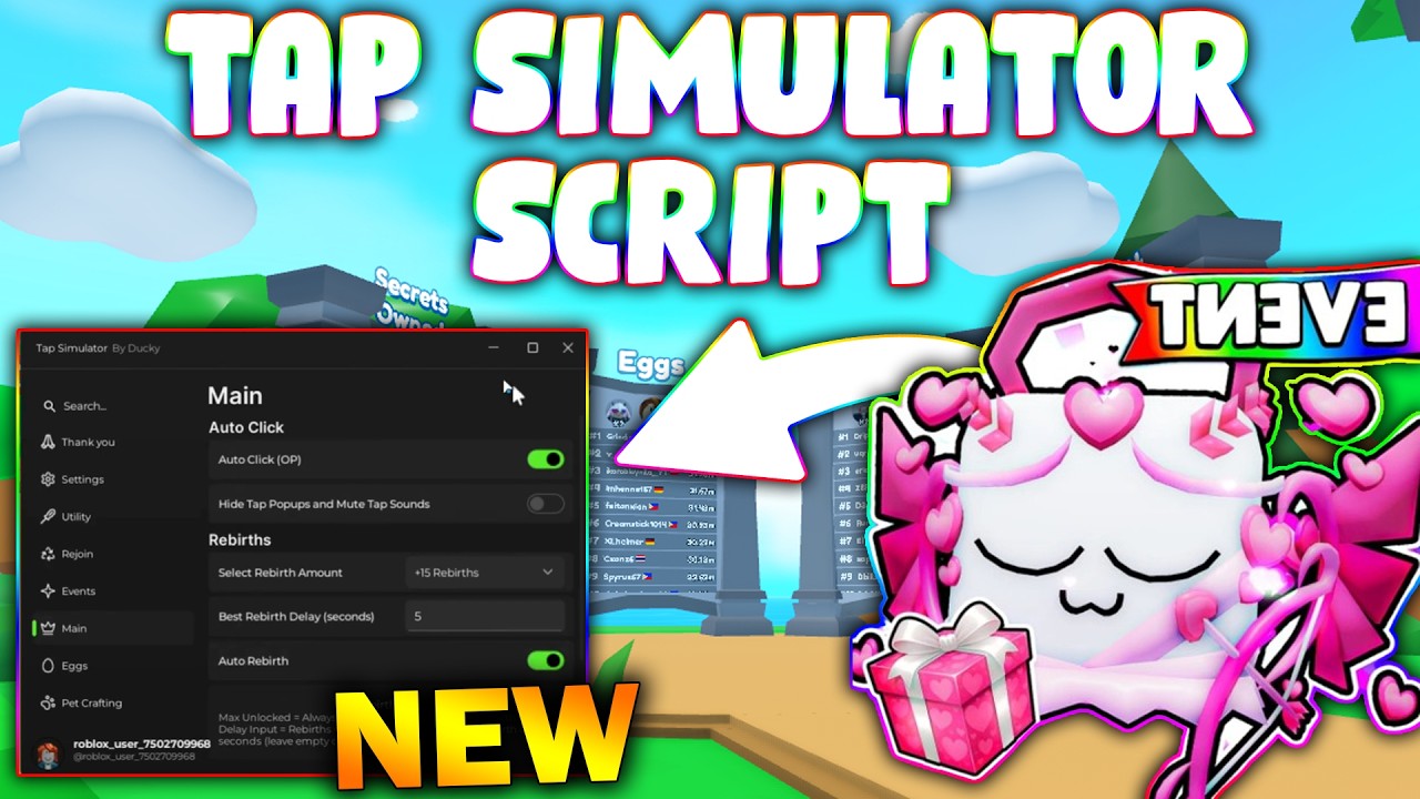 *NEW* Tap Simulator Script (PASTEBIN 2026) ( AUTO CLICK ,AUTO REBIRTH , AUTO EGG  )