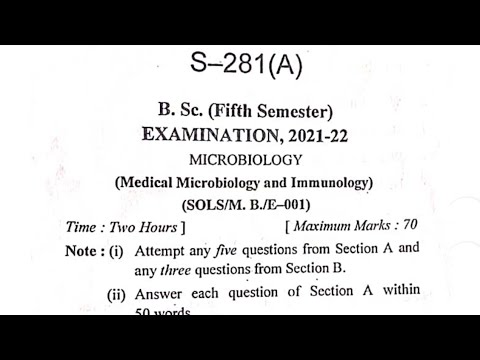 Medical Microbiology and Immunology paper 2022 | Microbiology | Question paper
