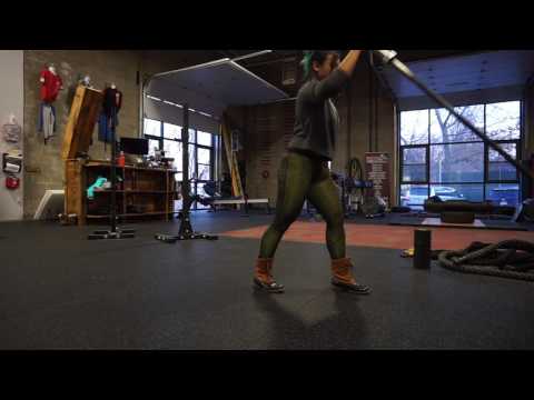 split stance standing landmine press