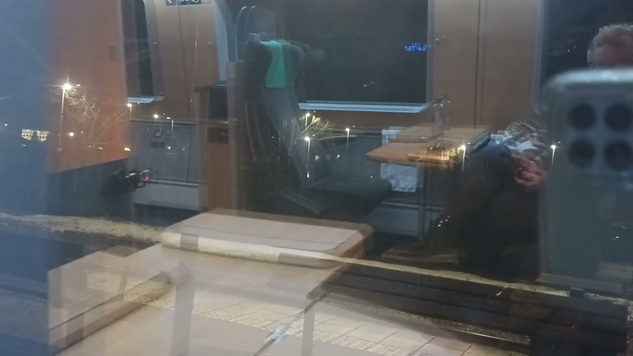 Sweden, Degerfors, stop and depart with SJ High speed train 643 between Stockholm and Karlstad Pt.1