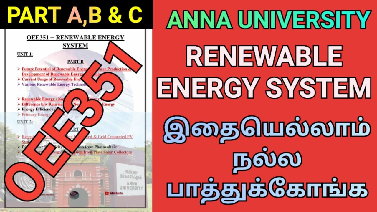 Renewable Energy System Important Questions Anna University | OEE351 ...