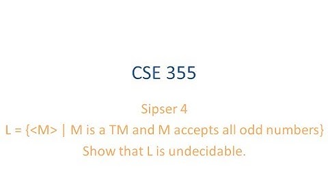 ASU CSE355: Ch 5 Vid 4, Examples - M is TM and M accepts all odd numbers is Undecidable