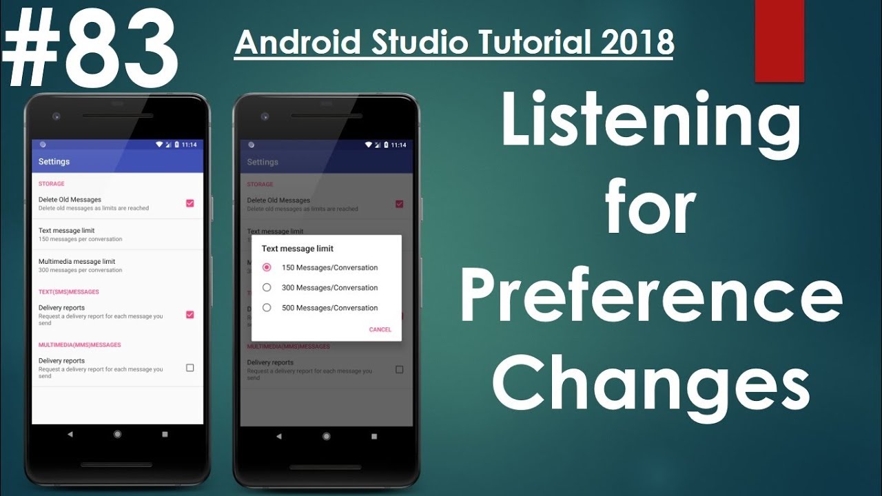 Android tutorial (2018) - 83 - Preference API- Listening for Preference changes