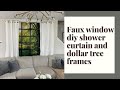 Diy shower curtain art faux window dollar tree frames