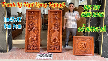 Báo Giá Bộ Tranh Lý Ngư Vọng Nguyệt 47x147 Ván 7cm Đục Tay Kênh Bong Gỗ Hương Đá | Đồ Gỗ Huy San