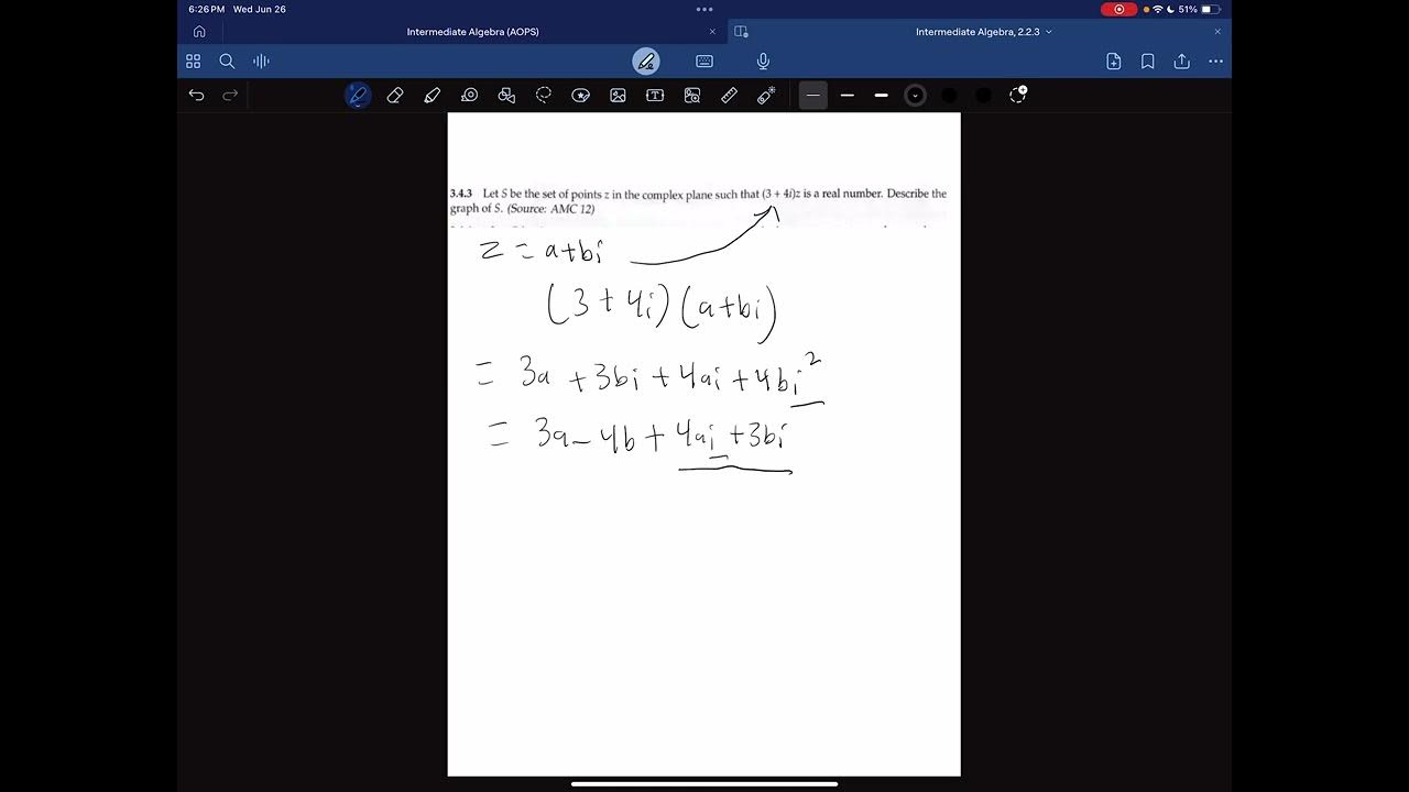 Intermediate algebra aops complex numbers 3 4 3 youtube