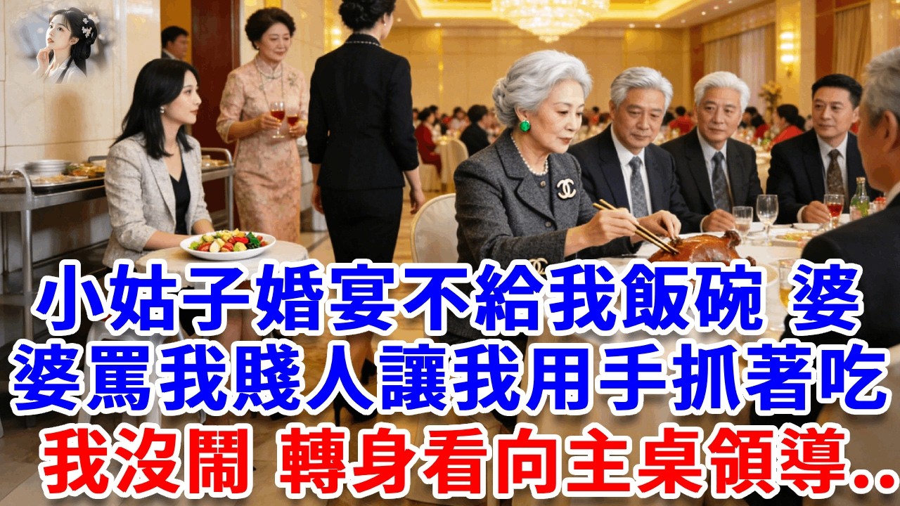 小姑子婚宴不給我飯碗，婆婆罵我賤人讓我用手抓著吃「寒酸貨不配上桌」，我沒鬧，轉身看向主桌領導：「媽，妳動手吧 別留情！」#詩涵講故事#為人處世#生活經驗#情感故事#晚年哲理#說故事#完結文#原創故事
