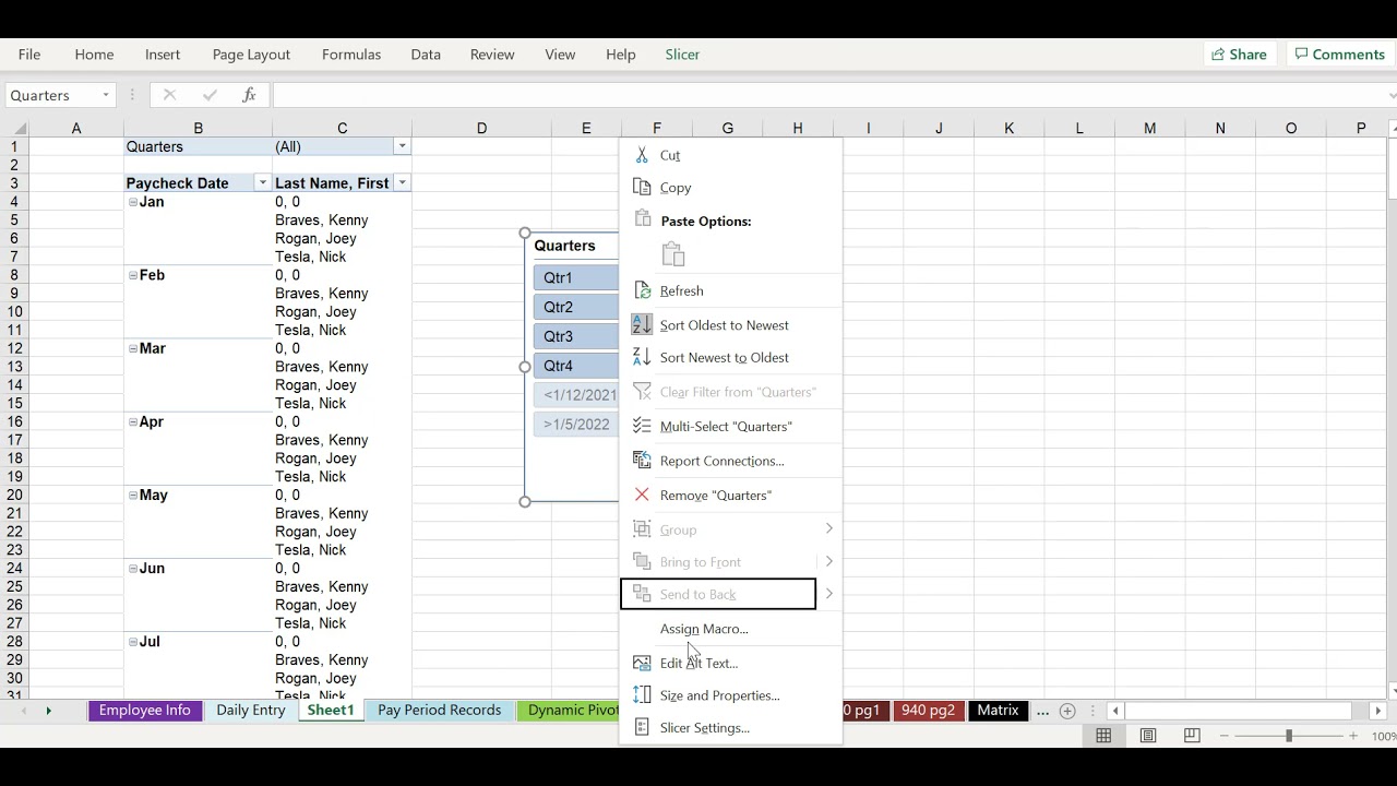 Payroll 2021 in Excel Quarterly Reporting with Pivot Tables YouTube